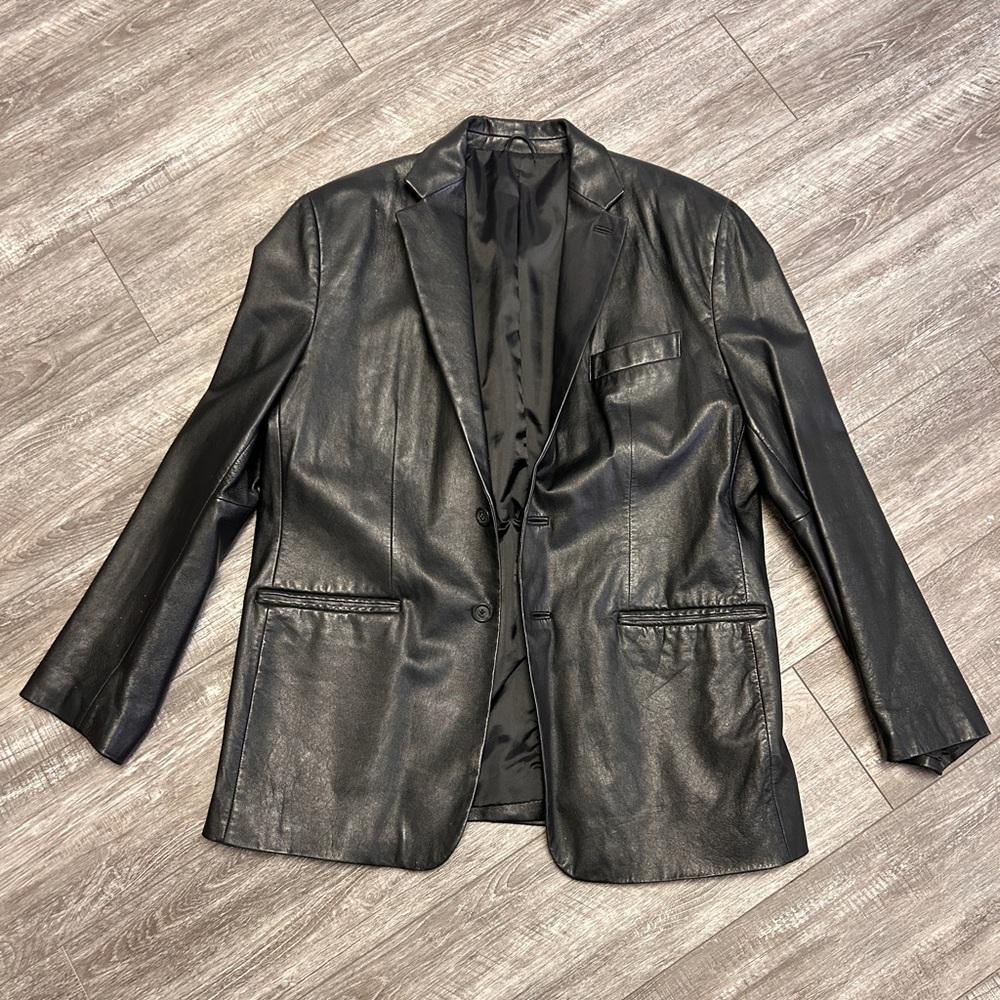 Express Black 100% Leather Jacket - image 2